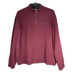 POLO RALPH LAUREN Mens Luxury Jersey Cotton Quarter-Zip Pullover Sweatshirt Sz L